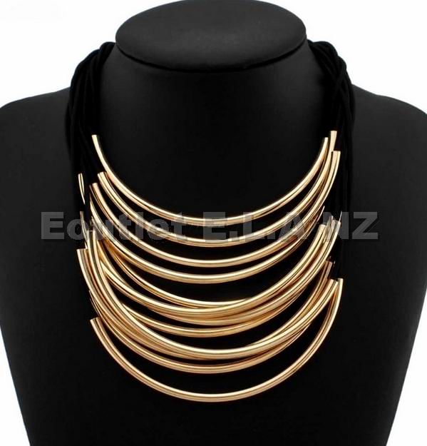 12-row GOLDEN BARS CHUNKY NECKLACE